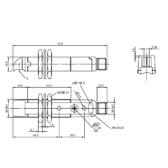 Cellule Barrage (R) M18 PNP P=15m IR LO/DO Radial / M12 4P-Lire la description