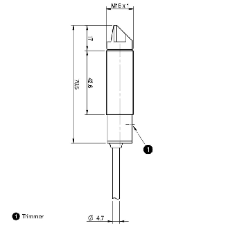 Cellule Bar. reflex M18 NPN P=4m Pot. IR LO/DO Plast. Radial Câble 2m-Lire la description