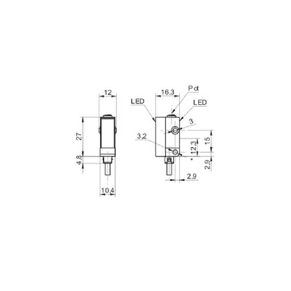 Cellule Bar. reflex NPN P=3,5m Pot. LO/DO Plast. 10-30Vdc / Câble 2m-Lire la description