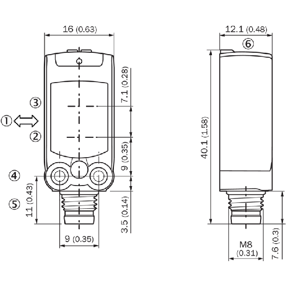Cellule EAP PNP/NPN (x2) P=100mm PinPoint IO-Link LO/DO / M08 4P-Lire la description