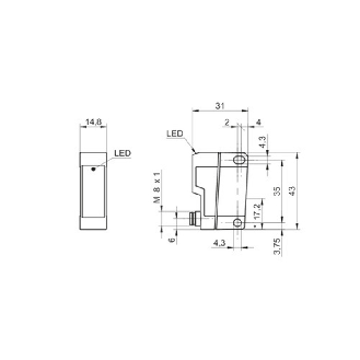 Cellule Bar. reflex PNP P=3,8m LR LO/DO / M08 4P-Lire la description
