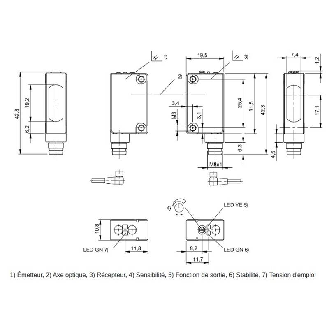 Cellule Barrage PNP P=20m Pot. IR DO / M08 4P-Lire la description