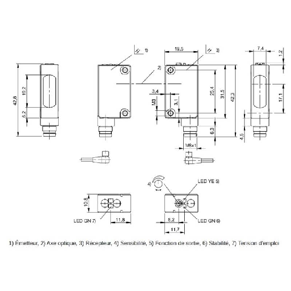 Cellule Barrage PNP P=20m Pot. IR DO / M08 4P-Lire la description