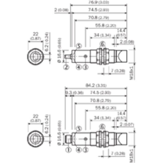 Cellule Bar. reflex M18 NPN P=5,5m Pot. LR LO/DO Plast Radial /M12 4P-Lire la description