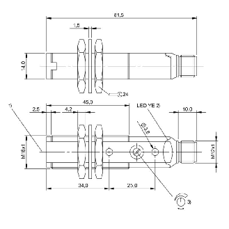 Cellule Barrage (R) M18 P=60m Pot. Laser LO/DO / M12 4P-Lire la description