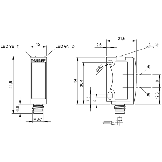 Cellule Bar. reflex NPN P=4m Teach Laser LO/DO / M08 4P-Lire la description
