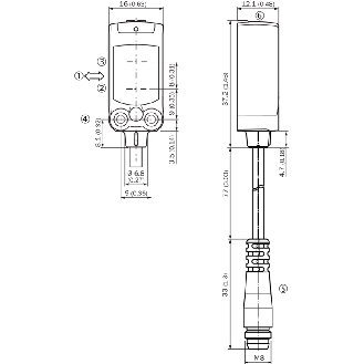 Cellule EAP PNP/NPN P=220mm PinPoint LO/DO / M08 3P+C0.1m-Lire la description