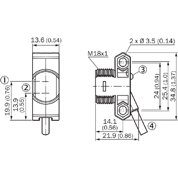 Cellule EAP PNP/NPN P=100mm IR LO/DO / M08 4P+C0.15m-Lire la description