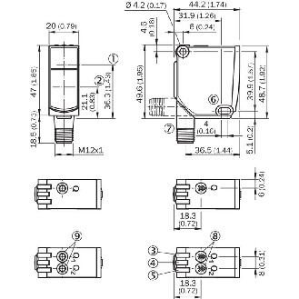 Cellule EAP PNP/NPN P=1.8m Teach Laser LO / M12 5P-Lire la description