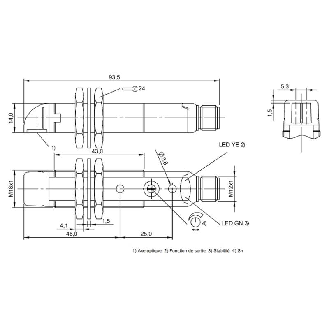 Cellule Directe M18 NPN P=400mm Pot. IR LO/DO Plast. Radial / M12 4P-Lire la description