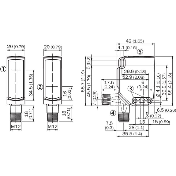 Cellule Barrage (E+R) PNP/NPN P=45m IO-Link PinPoint LO/DO / M12 4P-Lire la description