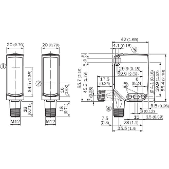 Cellule Barrage (E+R) PNP/NPN P=45m IO-Link PinPoint LO/DO / M12 4P-Lire la description