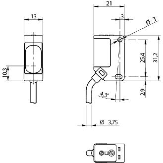 Cellule Bar. reflex NPN P=5m Pot. LR LO/DO / M08 3P+C0.2m-Lire la description