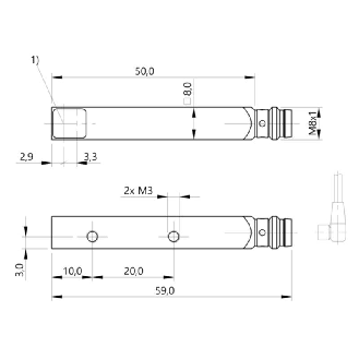 Cellule Barrage (E) P=3m Laser Métal Radial 10-30Vdc / M08 3P-Lire la description