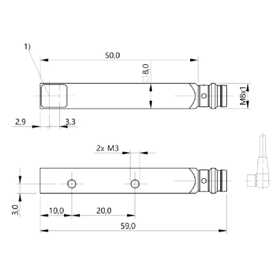 Cellule Barrage (E) P=3m Laser Métal Radial 10-30Vdc / M08 3P-Lire la description