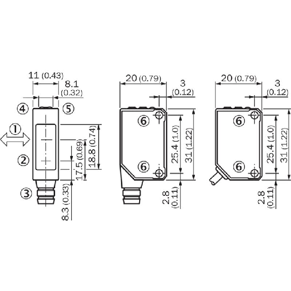 Cellule EAP NPN P=100mm Pot. LR LO/DO 10-30Vdc / M08 3P-Lire la description