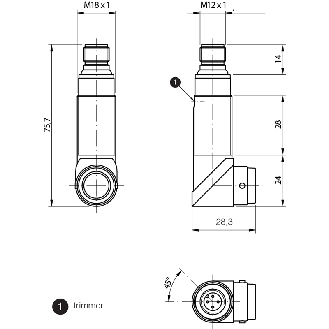 Cellule Directe M18 PNP P=100mm Pot. IR LO/DO Plast. Radial / M12 4P-Lire la description