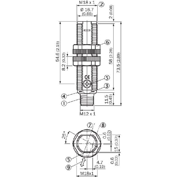 Cellule EAP M18 PNP P=300mm PinPoint LO/DO Plast. Axial / M12 4P-Lire la description
