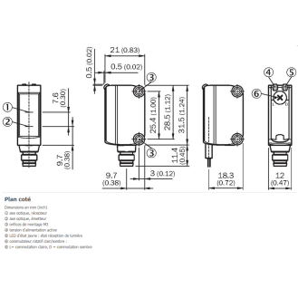 Cellule Bar. reflex PNP P=6m Pot. PinPoint LO/DO 10-30Vdc / M08 3P-Lire la description