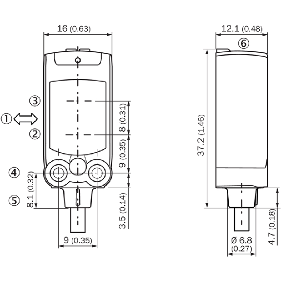 Cellule EAP PNP/NPN P=220mm PinPoint LO / Câble 2m-Lire la description
