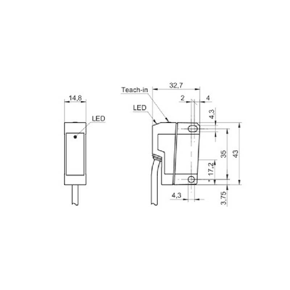 Cellule Bar. reflex transp. NPN P=7m Teach LO/DO Plast. / Câble 2m-Lire la description