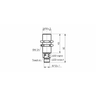 Cellule Directe M18 PNP P=430mm Teach IR LO/DO Métal Axial / M12 4P-Lire la description