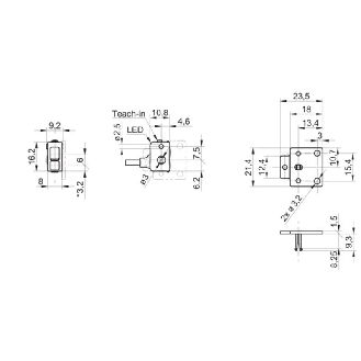 Cellule Barrage (R) NPN P=2m Teach-in LO Plast. Axial / Câble 2m-Lire la description