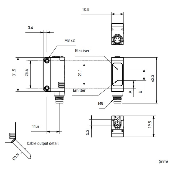 Cellule Bar. reflex PNP P=12m Pot. Laser LO/DO / M08 4P-Lire la description