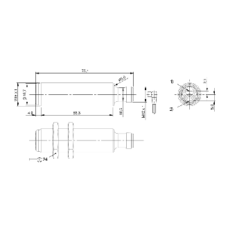 Cellule Directe M18 PNP P=250mm Pot. LR LO/DO Inox Axial / M12 4P-Lire la description
