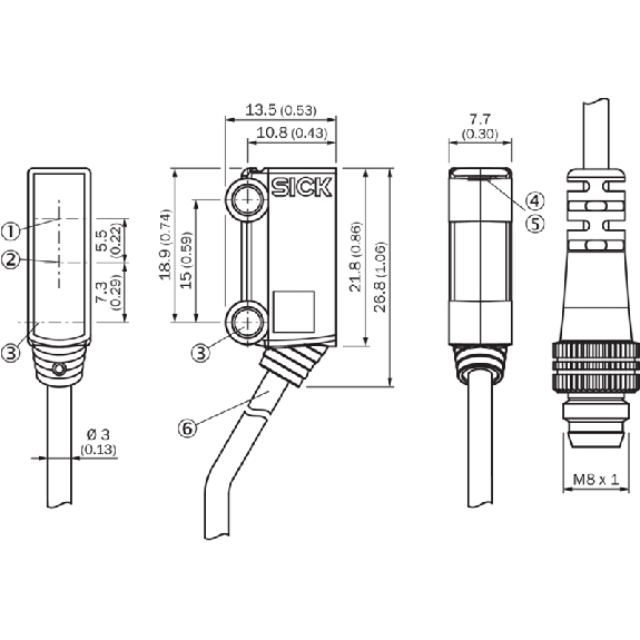 Cellule EAP NPN P=18mm PinPoint LO / M08 3P+C0.3m-Lire la description