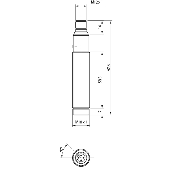 Cellule Bar. reflex M18 NPN P=30m Laser LO/DO Métal Axial M12 4P-Lire la description