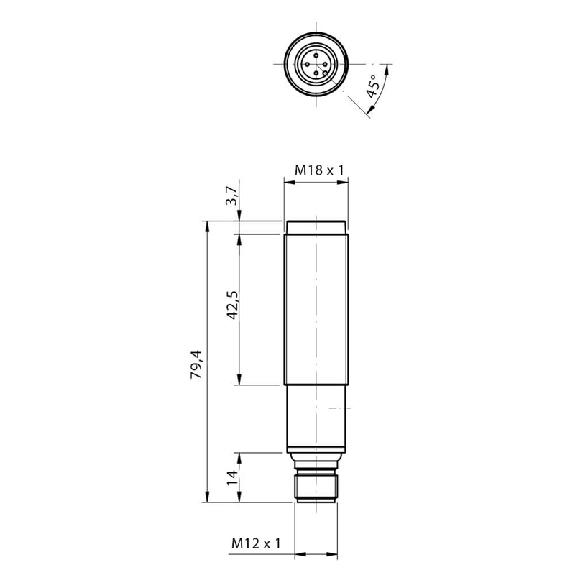 Cellule Barrage (R) M18 NPN LO/DO Métal Axial / M12 4P-Lire la description