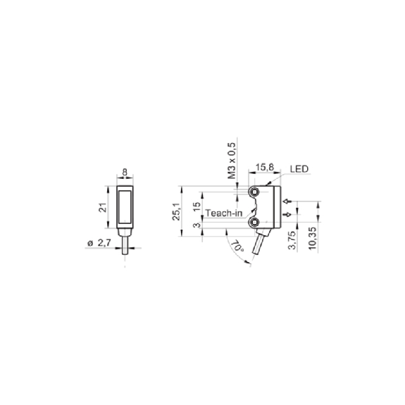 Cellule EAP PushPull P=120mm Teach IOL PinPoint LO/DO / Câble 2m PVC-Lire la description