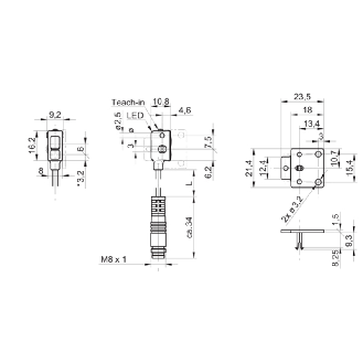 Cellule EAP PNP P=60mm LR LO/DO Plast. Radial / M08 4P+C0.2m-Lire la description