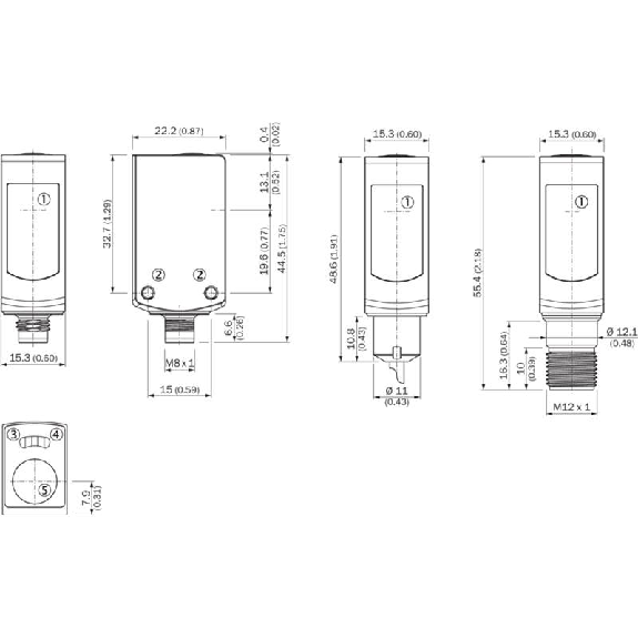 Cellule Bar. reflex PNP P=5m Teach PinPoint LO/DO Inox WD / M12 4P+C-Lire la description