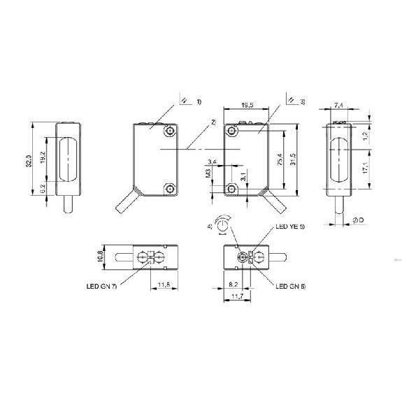 Cellule Barrage PNP P=20m Pot IR LO 10-30VDC / Câble 2m PVC-Lire la description