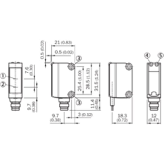 Cellule Bar. reflex NPN P=6m PinPoint LO/DO 10-30Vdc / M08 4P-Lire la description