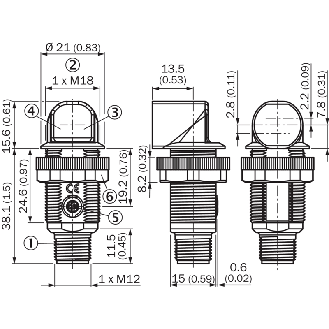 Cellule Directe M18 PNP P=550mm PinPoint DO Plast. Radial / M12 3P-Lire la description