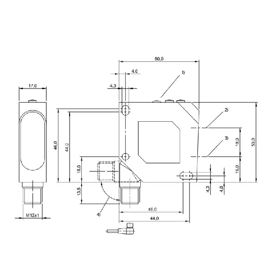 Cellule EAP PNP P=30-150mm Pot. Laser LO/DO / M12 4P-Lire la description