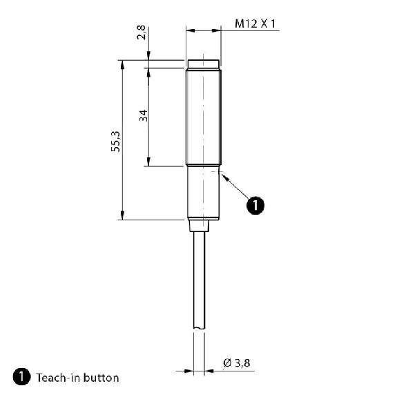 Cellule Barrage (R) M12 PNP P=4m IR LO/DO Métal Axial Câble 2m-Lire la description