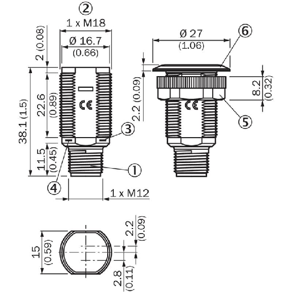 Cellule Bar. reflex M18 PNP P=7.2m PinPoint LO Plast. Axial / M12 3P-Lire la description