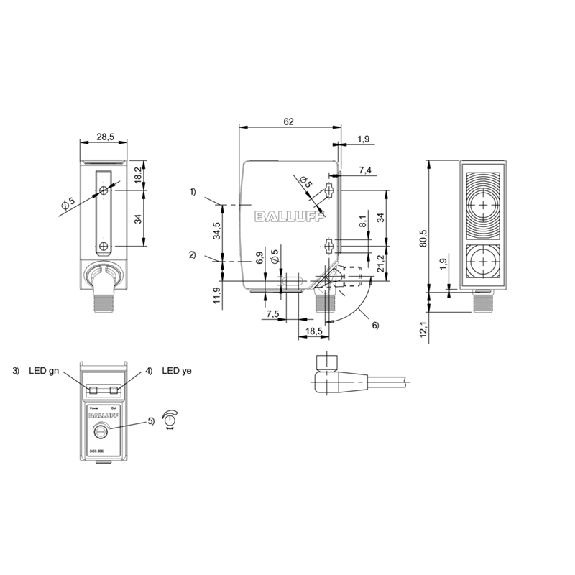 Cellule Bar. reflex NPN P=18m LR LO/DO / M12 4P-Lire la description