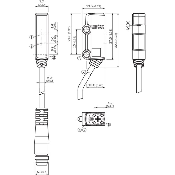 Cellule EAP PNP P=150mm Pot. PinPoint LO/DO / M08 4P+C0.2m-Lire la description