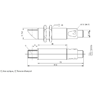 Cellule Barrage (E) M18 PNP P=20m LR LO/DO Laiton Radial / M12 4P-Lire la description