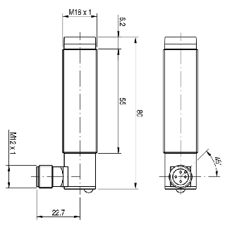 Photo.M18,NPN/PNP-NO/NC,M12 90°,Receiver-Lire la description