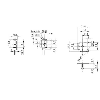 SmartReflect PNP P=45mm Teach LR LO/DO Plast. Radial / Câble 2m-Lire la description