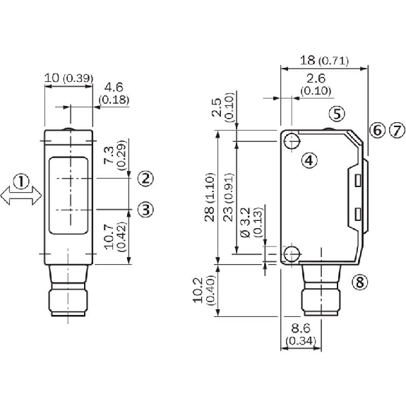 Cellule EAP NPN P=100mm Pot. LR LO/DO 10-30Vdc / M08 4P Cellule EAP NPN P=100mm Pot. LR LO/DO 10-30Vdc / M08 4P-Lire la description
