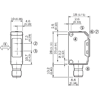 Cellule EAP NPN P=100mm Pot. LR LO/DO 10-30Vdc / M08 4P-Lire la description
