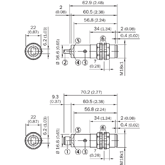 Cellule Bar. reflex M18 PNP P=7m Pot. LR DO Plast. Axial / M12 4P-Lire la description