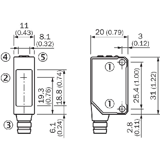 Cellule Bar. reflex PNP P=4m Pot. LR LO/DO 10-30Vdc / M08 3P-Lire la description
